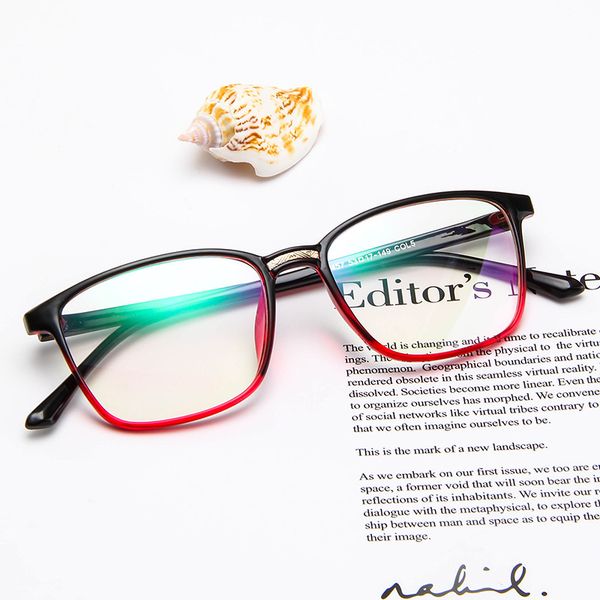 

trendy fashion box flat mirror simple full frame retro glasses ultralight students can be equipped with nearsight glasses frame, Black