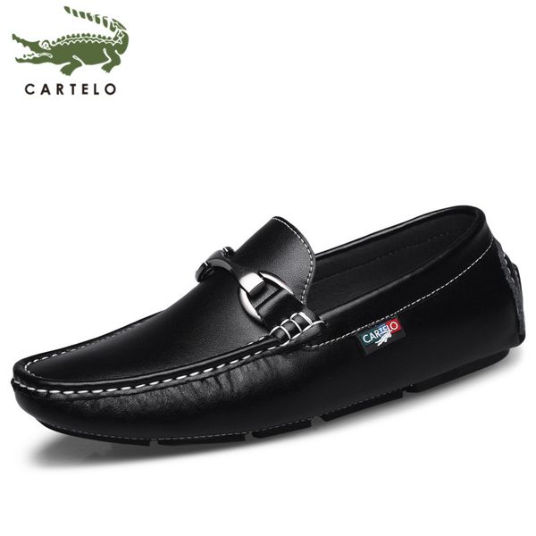 

cartelo men's shoes summer new lazy peas shoes men's business wild one foot loafers men, Black