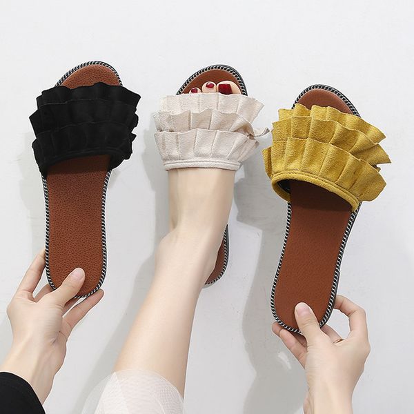 

summer women slides slip on clear upper women flat slippers, Black