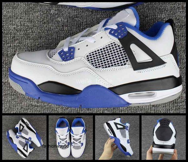 

new 4 men iv motorsport basketball shoes blue white mens 4s sports shoes man trainers fashion basket ball sneakers size 41-47