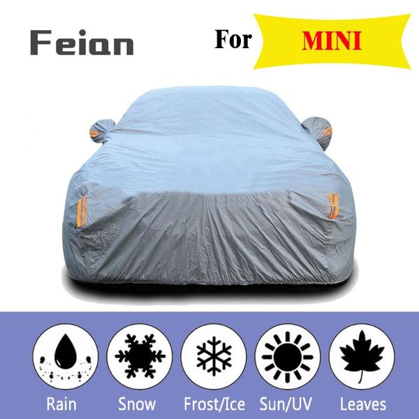 

plus thick velvet waterproof full car cover outdoor uv protection dust rain snow protective fit suv sedan hatchback for mini