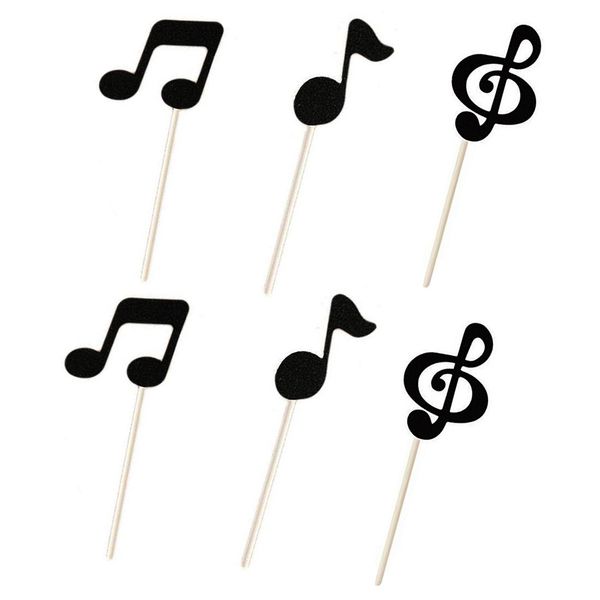 

6pcs kids birthday dessert cupcake er cake decor party supplies music notes