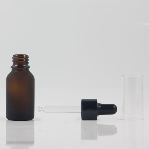 

15ml essential oil amber frosted glass bottle plastic dropper bottle cover