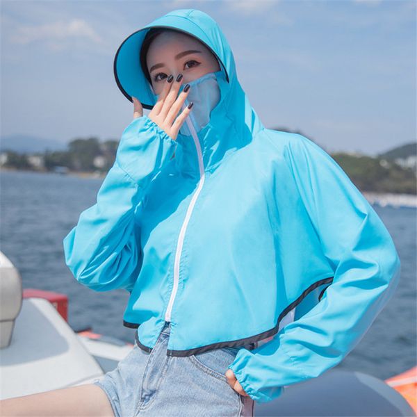 

women's jackets summer riding electric car sun protection clothing masked hooded quick-drying breathable female short sunscreen skin, Black;brown