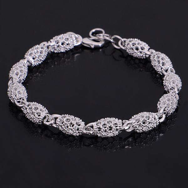 

1pc silver plated bracelets bangles flash hollow silver plated passepartout bracelet jewelry wholesale, Black