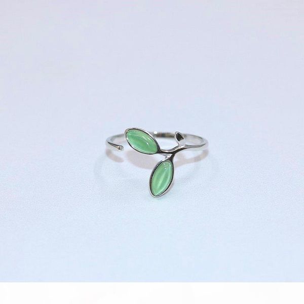 

brand new 925 sterling silver jewelry europe american style semi-precious gem stone rings tree leaves shape open adjustable ing