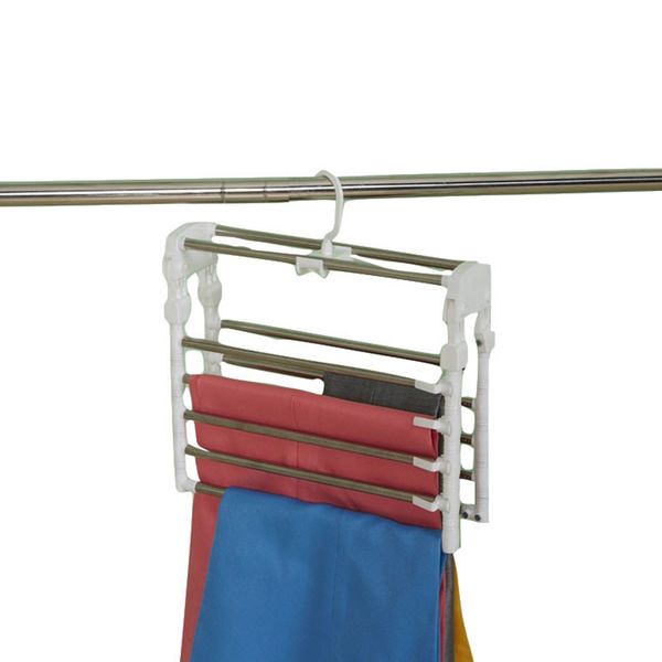 

space saving shelf stainless steel storage rack pants hanger folding organized