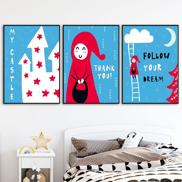

my castle cartoon fairy land picture princess nursery poster wall art canvas print painting nordic baby kids girl bedroom decor
