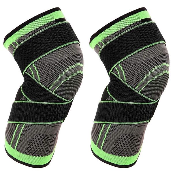 

1pcs knee protector kine brace pressurized elastic knee pads bandage for fitness running basketball volleyball knieschoner, Black;gray