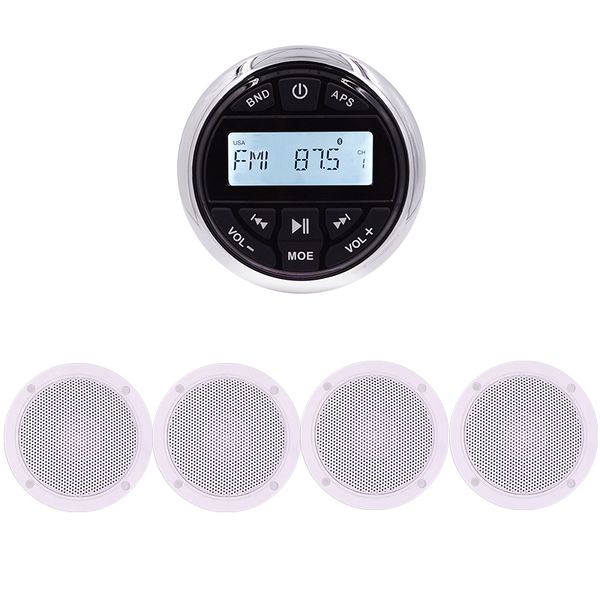 

marine bluetooth stereo radio receiver audio fm am car mp3 player+2pair 4" waterproof marine speaker for yacht boat motorcycle