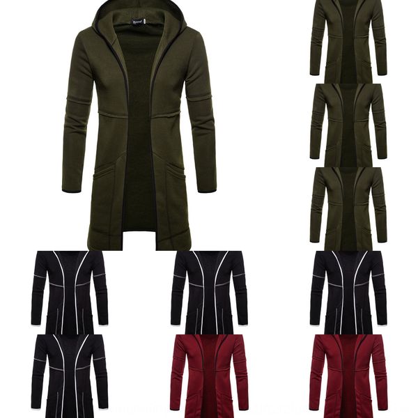 

2020 autumn and winter new style men's long sleeve cardigan hooded solid color men's coat sweatersweater sweater coat fashion 4nye, Black