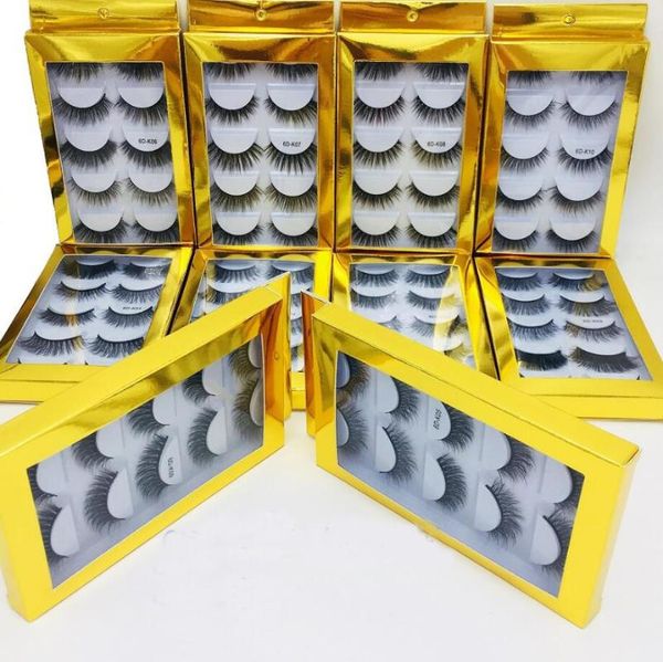 

false eyelashes 5 pairs mink 3d hair lashes faux bulk 5d strips natural wispy short with custom box