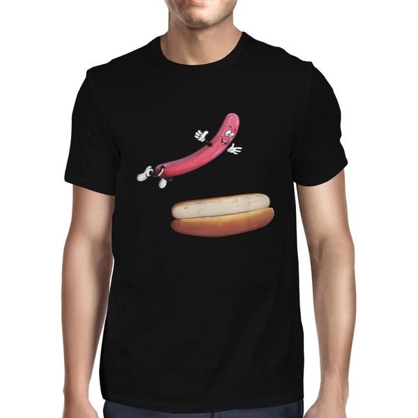 

new men's clothes summer camisetas dog jumping into bun t-shirt leisure funny t shirts cotton tshirt