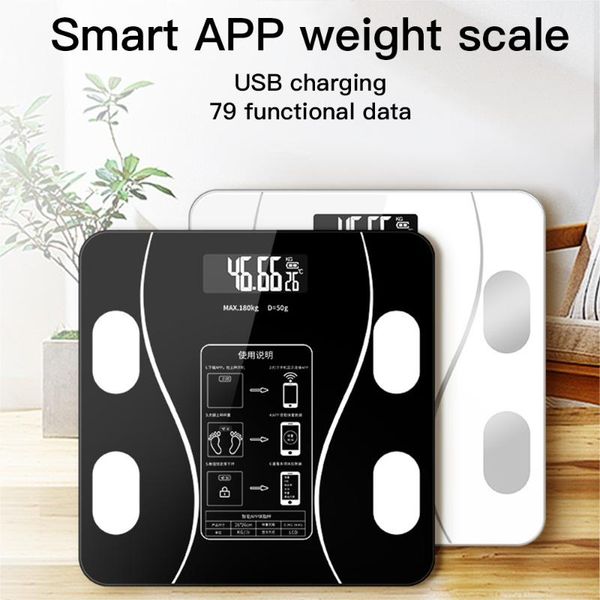 

1pcs body fat scale smart wireless digital bathroom weight scale body composition analyzer with smartphone app bluetooth new