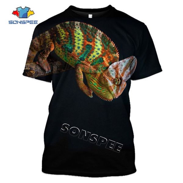 

summer 3d animal chameleon print 3d print shirts graphic horror funny men clothing