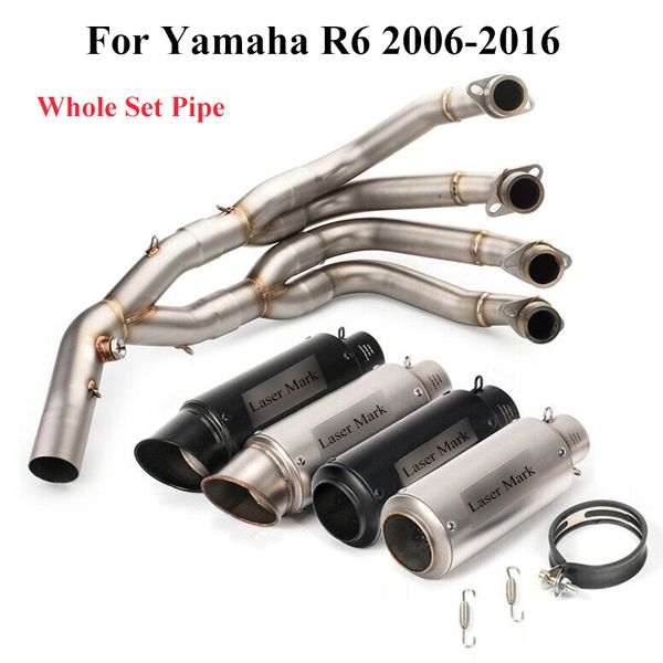 

motorcycle exhaust system for r6 2006-2021 full pipe middle connector tube tail tip yzf dirt bike slip on