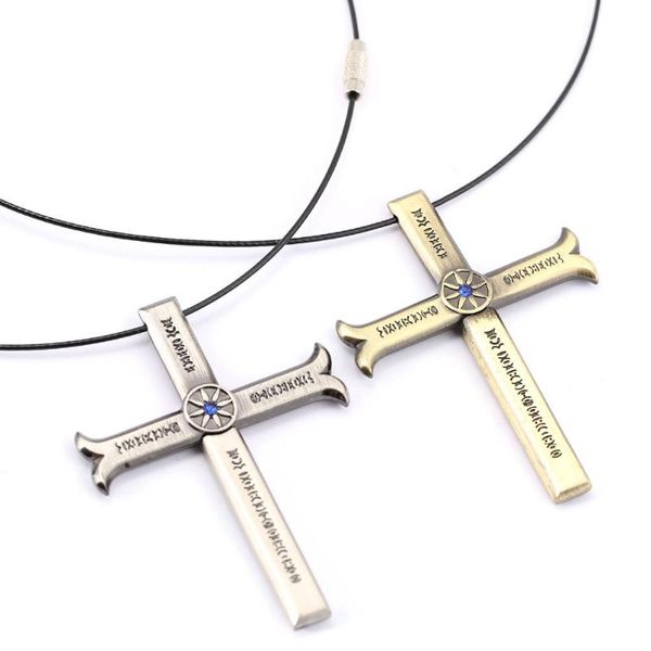 

ms jewelry one piece necklace dracule mihawk cross pendant necklace friendship men women anime choker accessories, Silver