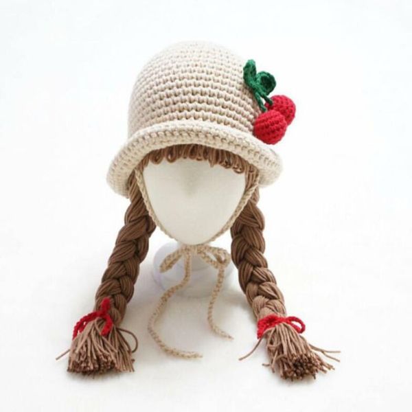 

korean style child sun hat boys girls knitted plait cute bowknot cherry decoration dome 48-52cm accessories hats, Blue;gray