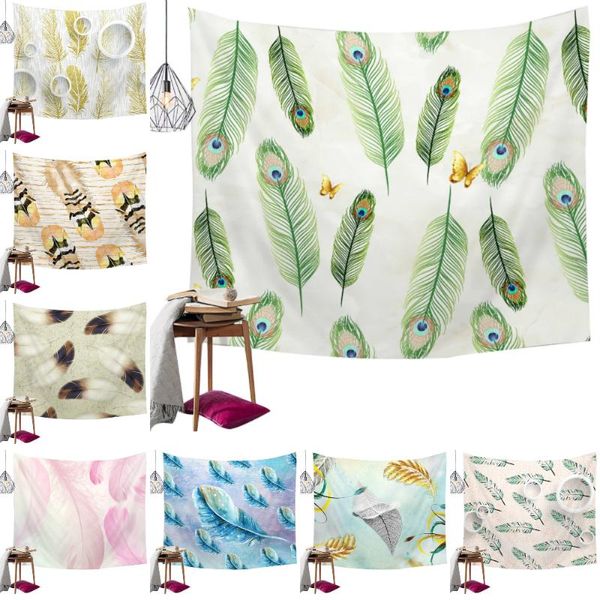 

feather print tapestry art wall hanging blanket bedspread beach towel background cloth carpet living room decoration