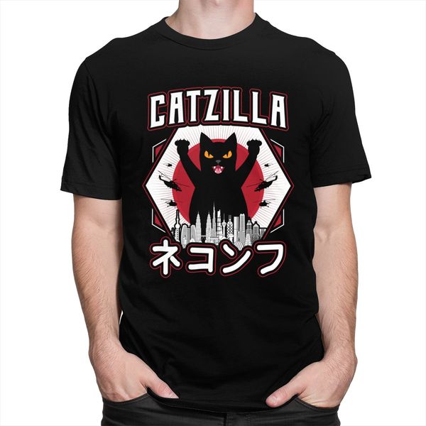 

classic catzilla tshirts men cotton japanese sunset style shirt cat kitten lover tee short sleeve casual t-shirt clothes