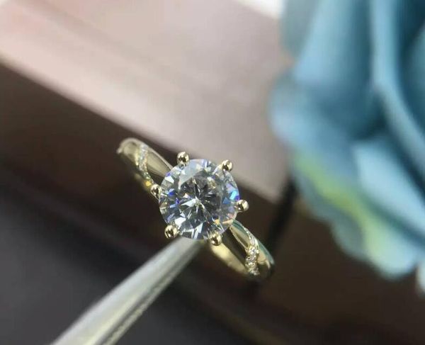 

1ct sterling silver wedding anniversary moissanite diamond ring engagement party body jewelry women christmas 2020 gift hip hop, Slivery;golden