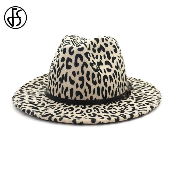 

fs beige leopard print wool felt fedora hats wide brim jazz cap men women trilby panama cowboy hats camel army green, Blue;gray