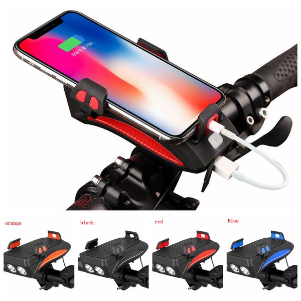

4 in 1 bicycle light mobile phone holder cycling headlight horn bicycle mobile phone stand charger treasure bicycle horn 2000mah ffa4120