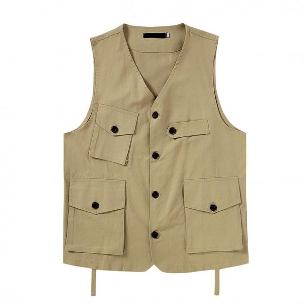 

men's vests multi-pocket classic tactical waistcoat male sleeveless solid coat work vest pographer men clothing s-xxl, Black;white