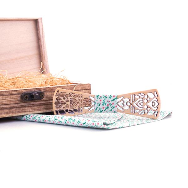 

wooden bow tie handkerchief floral set men's plaid bowtie wood hollow carved cut out design with gift box fashion novelty tie, Blue;purple