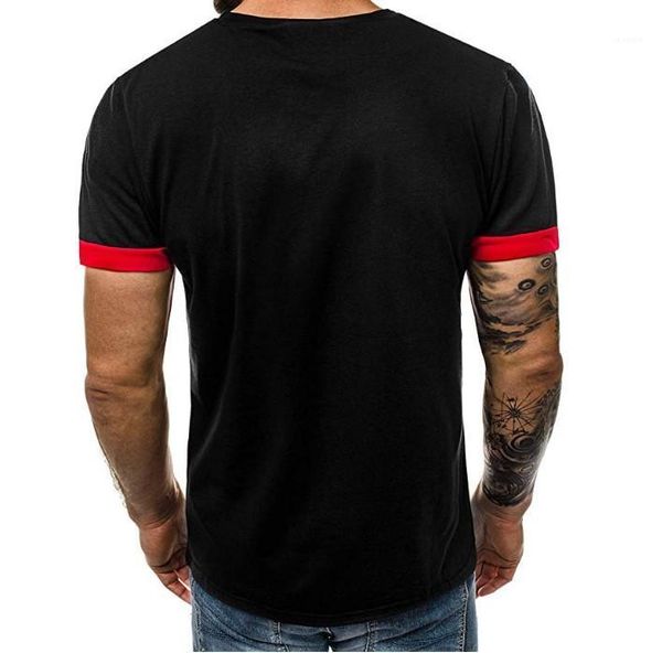

sleeved 19ss new mens summer tshirts color patchwork gym fitness sports tees short, White;black