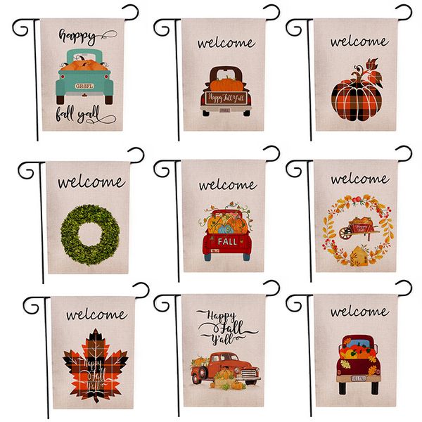 

halloween garden flag car pumpkin happy welcome fall linen double-sided printing hanging banner garden flags home outdoor decoration 30*45cm