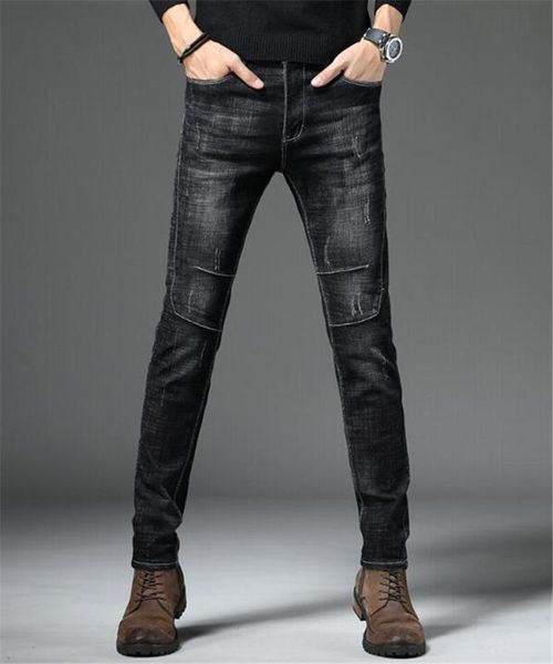 

stretch skinny jeans men casual black denim jeans mens hight quality cotton trousers pants clothes slim business homme, Blue