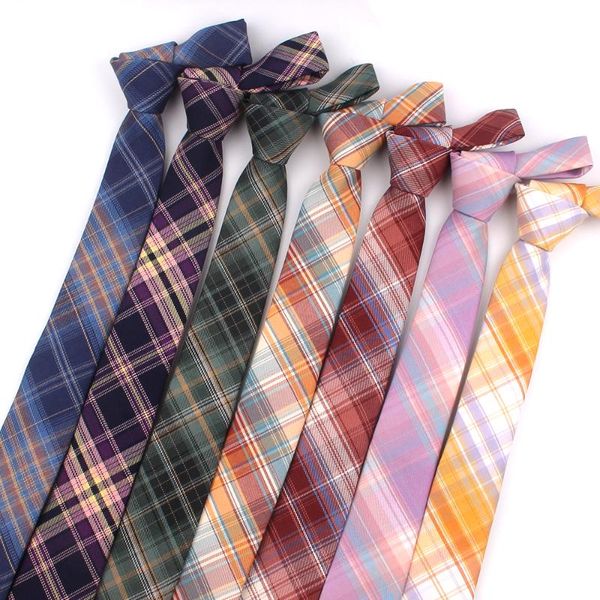 

cotton plaid ties for men women casual purple groom necktie for wedding party boys girls suitstie skinny necktie gravatas, Black;gray
