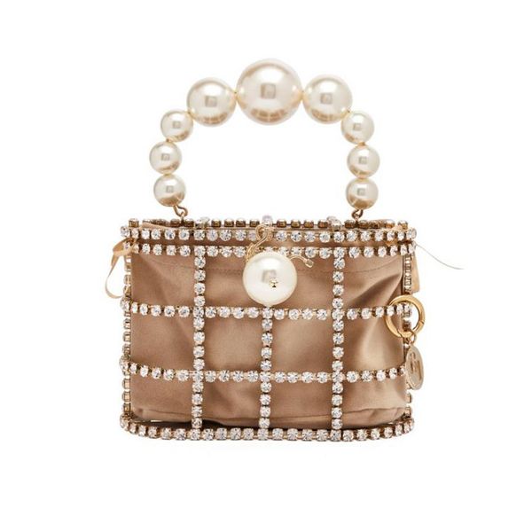 

luxury diamonds женских сумок модельер сцепление мешок вечер шарик pearls top handle bag tote клетка форма ковш партия