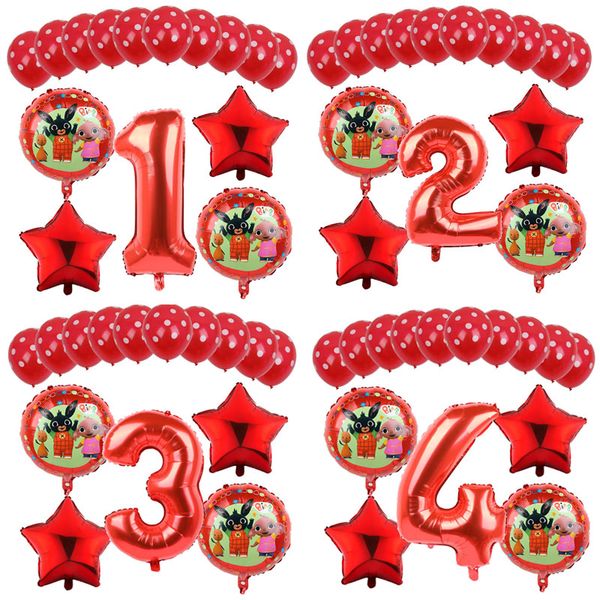 

15pcs birthday foil balloons cartoon animal red 30inch number 1 2 3 4 5th birthday party decorations kids balloons globos