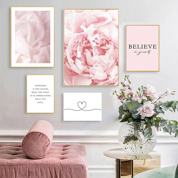 

nordic poster цветок печать холст scandinavia стены плакаты поверь цитаты искусство картина отпечатки розовая стена фотографии девочка room