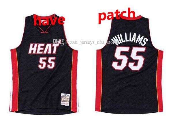 

men's basketball miami heat 55 jason williams mitchell & ness 2005-06 black hardwoods classics authentic jersey 01, Black;red