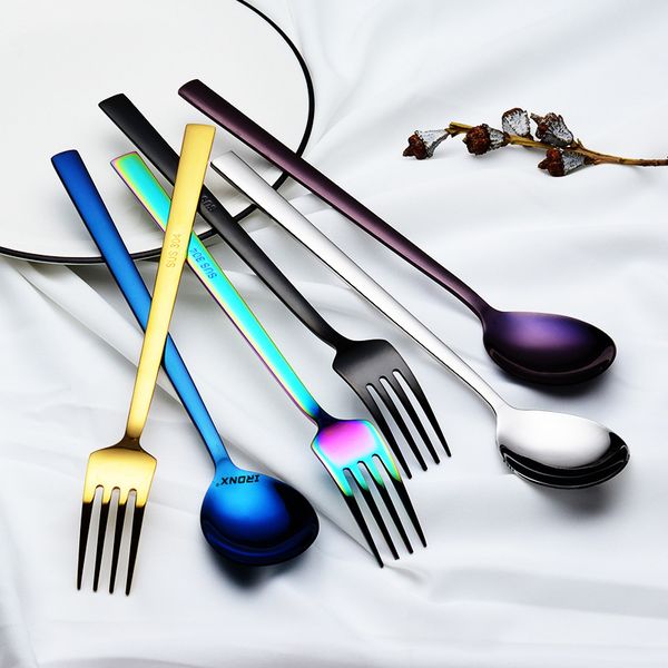 

stainless steel long handlefork spoon soup scoop ice cream teaspoon coffee spoon dessert fork tableware dinnerware cutlery