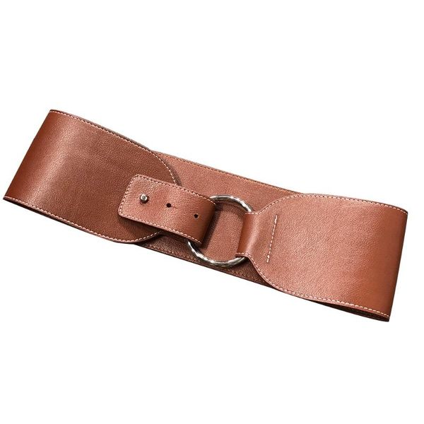 

women real leather wide belt strap lady genuine leather dress coat waistband, Black;brown