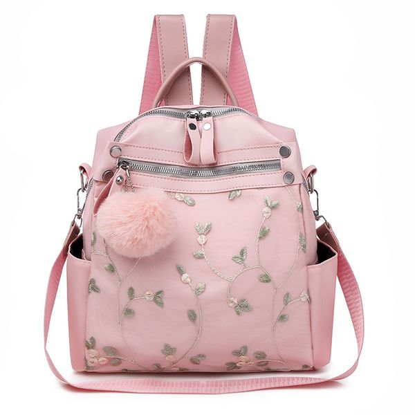 

leather luggage tag2020 cross-border korean-style backpack womens new hipster simple flower fashion all-match small backpack multi-function