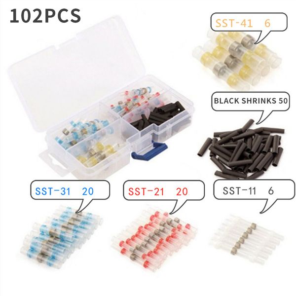 

102pcs waterproof electrical wire connector kit solder sleeve anti-corrosion