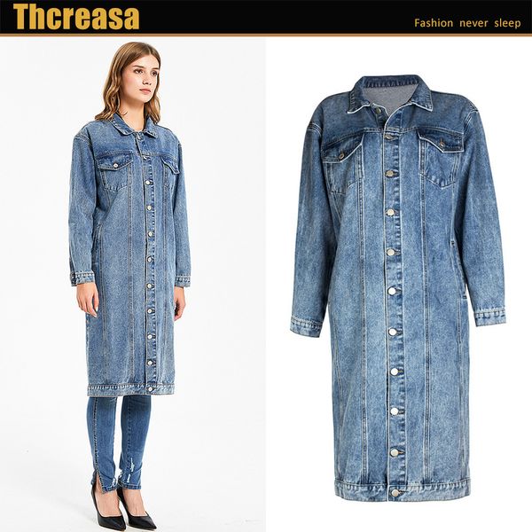 

and america bf style solid color long sleeve denim long garment loose women's denim coat women's open chest coat, Black;brown