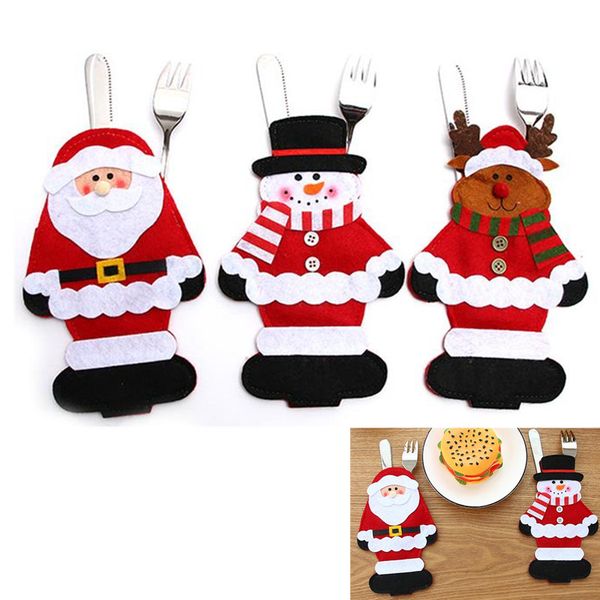 

snowman knives fork cutlery bag christmas decoration for home table dinner decor holder bag tableware pocket xmas pouch 40% off