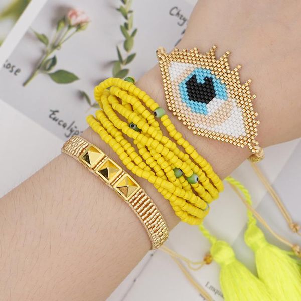 

zhongvi bracelet ethnic evil eye bracelet women miyuki boho jewelry girls beaded bijoux pulseras 2020 handmade fashion sale, Black