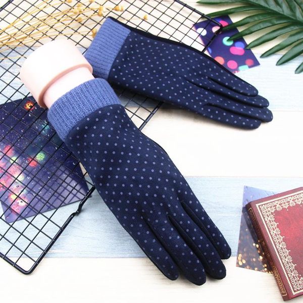 

1 pair winter gloves female touch screen gloves women cotton warm winter hand wrist warmer mittens, Blue;gray