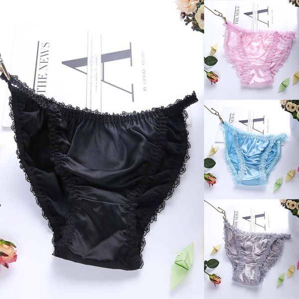 

women's panties woman silk seamless satin briefs underpants lady's plus size ladies knickers brief underwear, Black;pink
