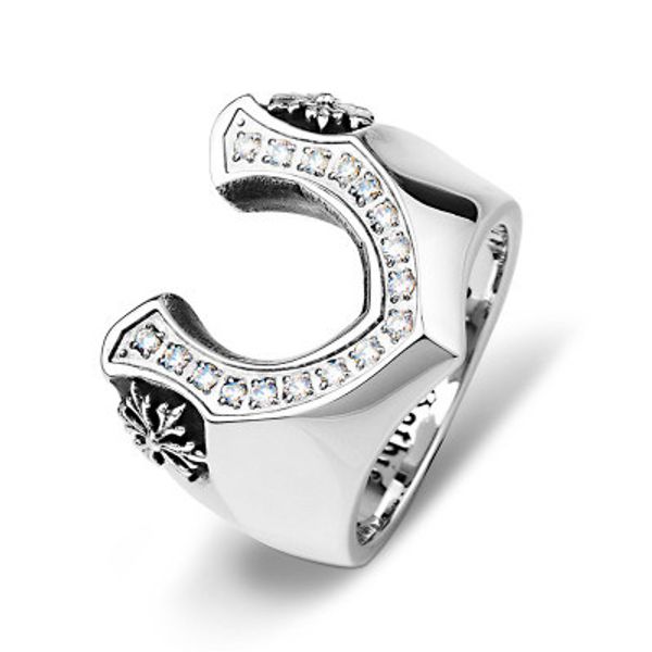 

из нержавеющей стали письмо v кольцо виктори для мужчин кубического циркона мода jewery подарка для вашего boyfriend, Silver