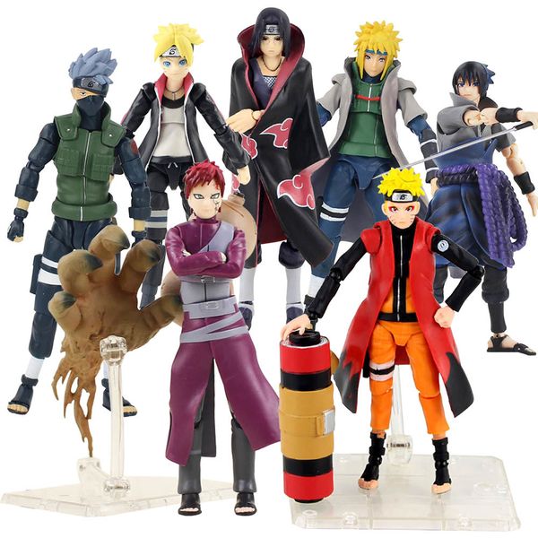 

15cm box figurine naruto uchiha sasuke itachi namikaze minato hatake kakashi gaara jiraiya anime action figures movable model mx200811