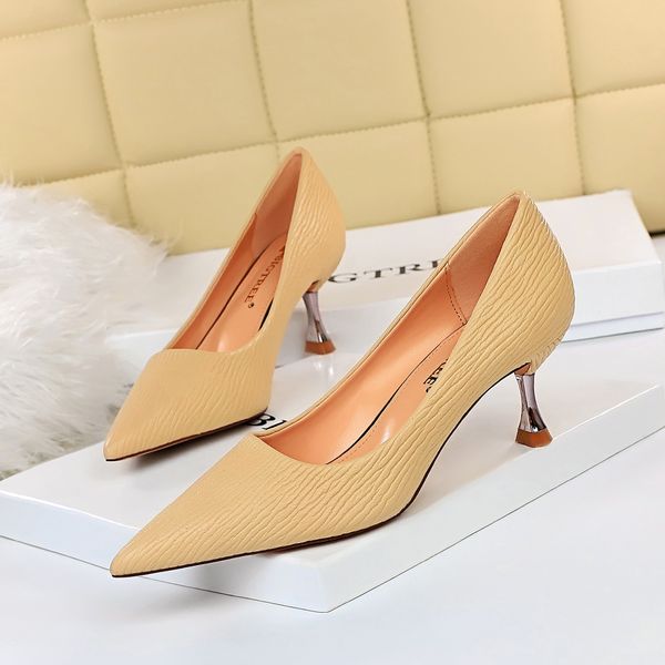 

style fashion all-match elegant and thin professional womens shoe wine glass with high heel shallow mouth metal pointed, Black