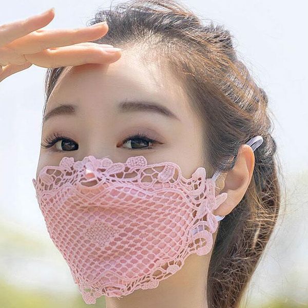 

protective lace face mask with filter pocket 100% cotton reusable washable